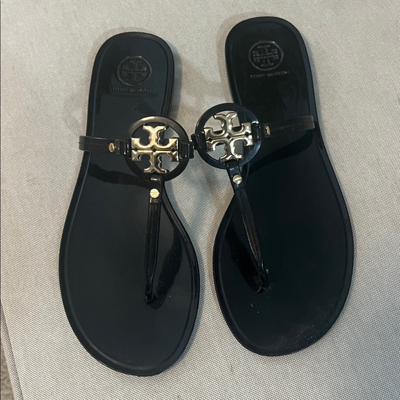 Tory Burch MINI MILLER JELLY THONG SANDAL Women's sz 8 black - Picture 2 of 4